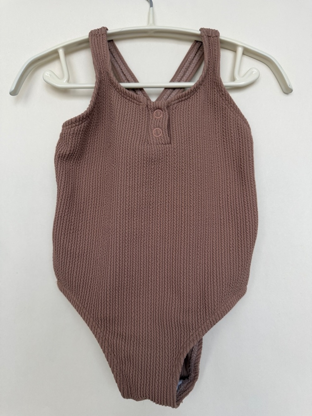 Zara Mauve Brown Ribbed Kids One-Piece Swimsuit